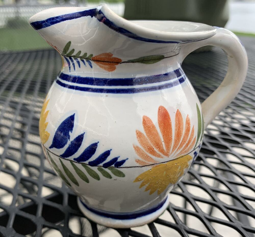 Vintage 3.25” Henriot Quimper Hand Painted Faience Jug Creamer Pitcher France